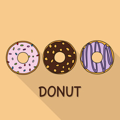 Sticker - Set of sweet donuts.Vector cartoon style