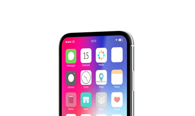 Wall Mural - blank white app icon on phone screen menu interface mockup