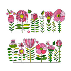 Sticker - Floral garden, sketch for your design