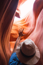 USA, Arizona, Tourist In Lower Antilope Canyon
