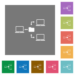 Poster - Network file system square flat icons