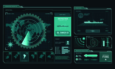 Radar screen, command center, game interface, ui