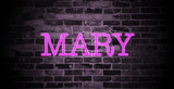 Fototapeta Młodzieżowe - first name Mary in pink neon on brick wall