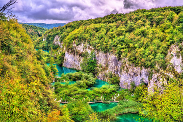 Canvas Print - View of the Plitvice Lakes National Park in Croatia