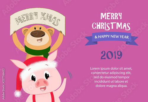 Merry Christmas And Happy New Year Sample Violet Banner Design