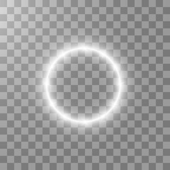 Wall Mural - vector light ring. round shiny frame with lights dust trail particles isolated on transparent backgr