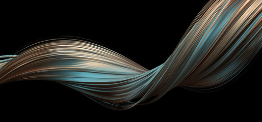 Abstract 3d rendering of twisted lines. Modern background design, illustration of a futuristic shape