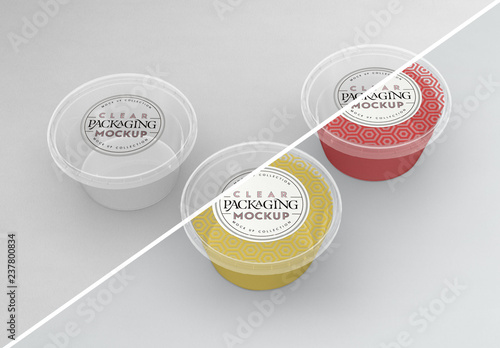 Download Clear Round Sauce Containers Mockup Stock Template Adobe Stock