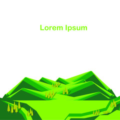 Striped mountain green landscape bellow,Lorem ipsum, modern flat design element for web, for print