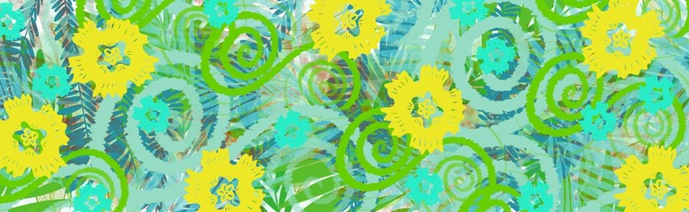 Wall Mural - header banner horizontal abstract tropical jungle garden decorative spring summer pretty background 