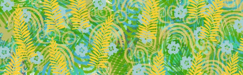 Wall Mural - header banner horizontal abstract tropical jungle garden decorative spring summer pretty background 