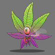 marijuana leaf red eye monster