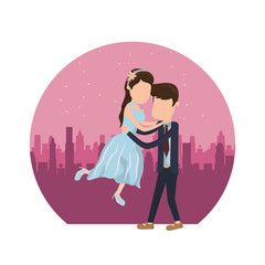 Sticker - wedding couple dancing cartoon