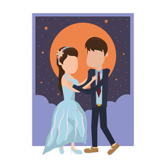 Sticker - wedding couple dancing cartoon