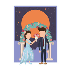 Sticker - wedding couple cartoon