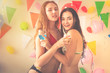 © theevening - party time of beautiful women in bikini dress drinking alcohol champagne celebrating new year, birthday, fun and happiness