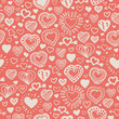 Pink Seamless Pattern with Doddle Hearts