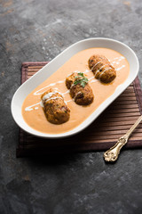 Wall Mural - Malai Kofta Curry is a Mughlai special recipe served in a bowl. Selective focus