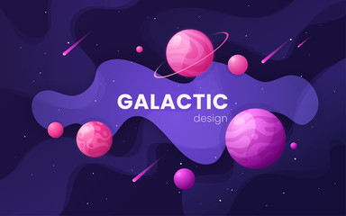 Wall Mural - Cartoon galaxy futuristic outer space background, design, artwor