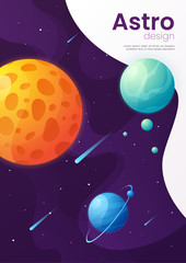 Wall Mural - Outer space futuristic cartoon background, cover, brochure templ