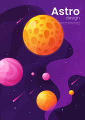 Wall Mural - Deep space futuristic cartoon background, cover, brochure templa