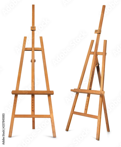 Fotomural Wooden display easel front and side view isolated on a white background
