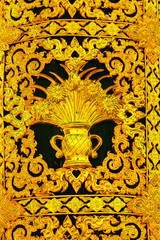 Wall Mural - Brass plate carved in Thai style.