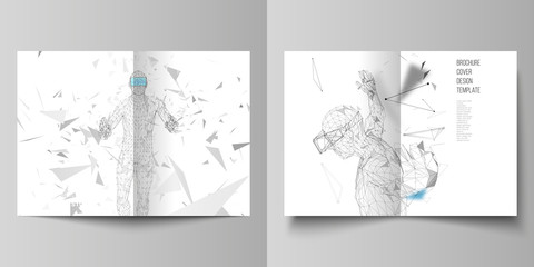 Poster - the vector layout of two a4 format cover mockups design templates for bifold brochure, magazine, fly