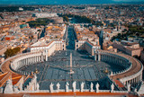 Fototapeta Miasto - Piazza San Pietro. Plaza located directly in front of St. Peter's Basilica. Vatican City, Rome, Italy.