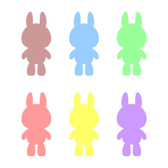 Canvas Print - Pastel colors rabbit silhouettes. Icon set. Vector.