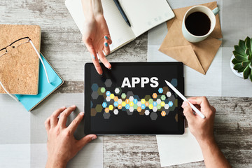 APPS, Personal mobile applications and software for business. Internet and technology concept.