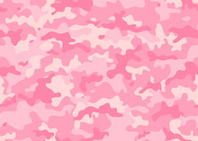 Girly Camo. Pink Texture Military Camouflage Repeats Seamless Army Hunting Background