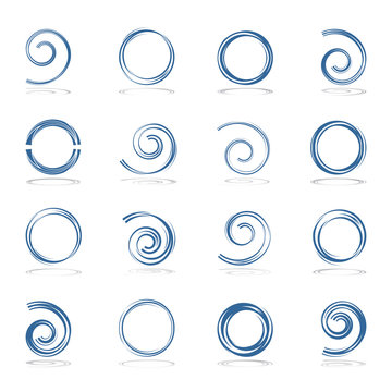 Spiral and circle shapes. Design elements set.