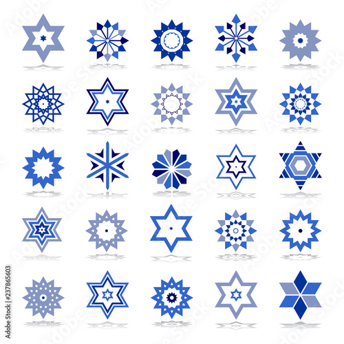 Fotografie, Obraz Design elements set. Blue star shape icons.