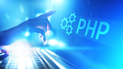 PHP Web development and coding internet and technology concept on virtual screen.
