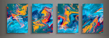 Modern Design A4.Abstract Marble Texture Of Colored Bright Liquid Paints.Splash Neon Acrylic Paints.Used Design Presentations, Print,flyer,business Cards,invitations, Calendars,sites, Packaging,cover.