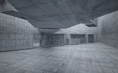  Abstract interior of  concrete. Architectural background. 3D illustration and rendering 