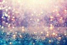 Beautiful Snowflakes On An Abstract Shiny Light Background