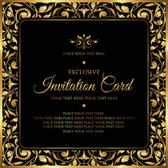 Wall Mural - Luxury invitation card - decorative black and gold vector design