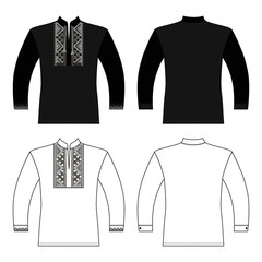 T Slavic shirt vyshivanka man template (front, back views)