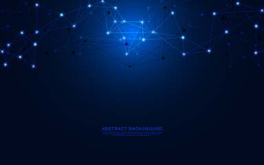 Internet connection. Geometric abstract background with connected dots and lines. Molecular structure and communication concept. Digital technology background and network connection.