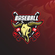 baseball logo mascot  design vector with modern illustration concept style for badge, emblem and tshirt printing. baseball illustration with head goats and sticks.
