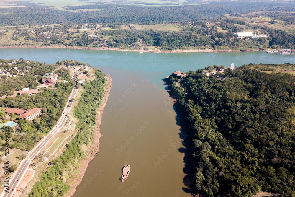 Triple Frontier, tri-border junction of Paraguay, Argentina and Brazil ...