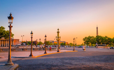 Wall Mural - Sunset view of Place de la Concorde in Paris, France