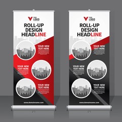 Wall Mural - Roll up banner design template, vertical, abstract background, pull up design, modern x-banner, rectangle size. 