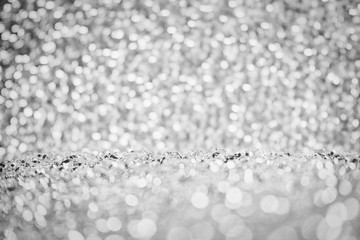 Aufkleber - Abstract silver white lights glister bokeh background concept copy space shiny blurred lights ,Christmas Background