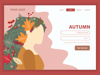 Wall Mural - Girl Autumn Nature Landing Page 