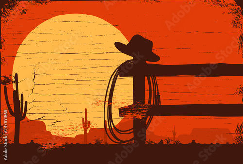 Cuadros en Lienzo Wild west landscape background, Vector Illustration