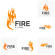 Set of Fire flame logo design vector. Hot logo template