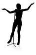 A woman singer pop, country music, rock star or even hiphop rapper artist vocalist singing in silhouette